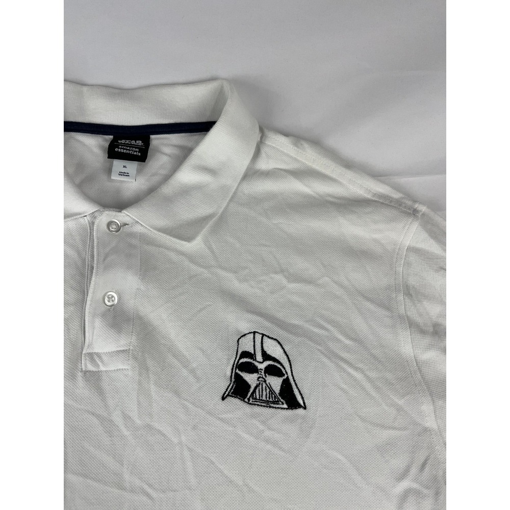 Amazon Essentials Star Wars Darth‎ Vader Embroidered Polo Shirt Mens XL White